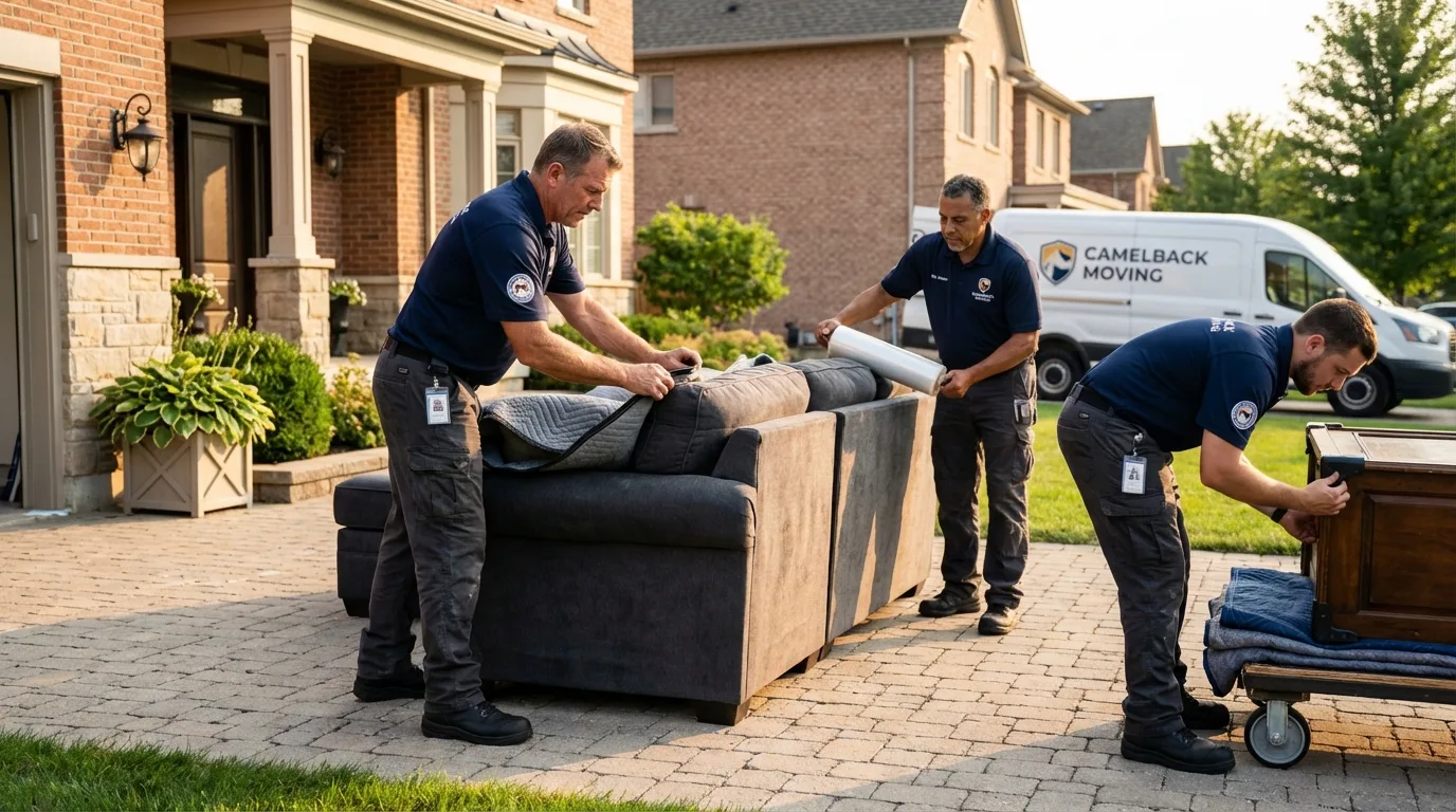 Large estate moving crew wrapping furniture in Elm City, NC